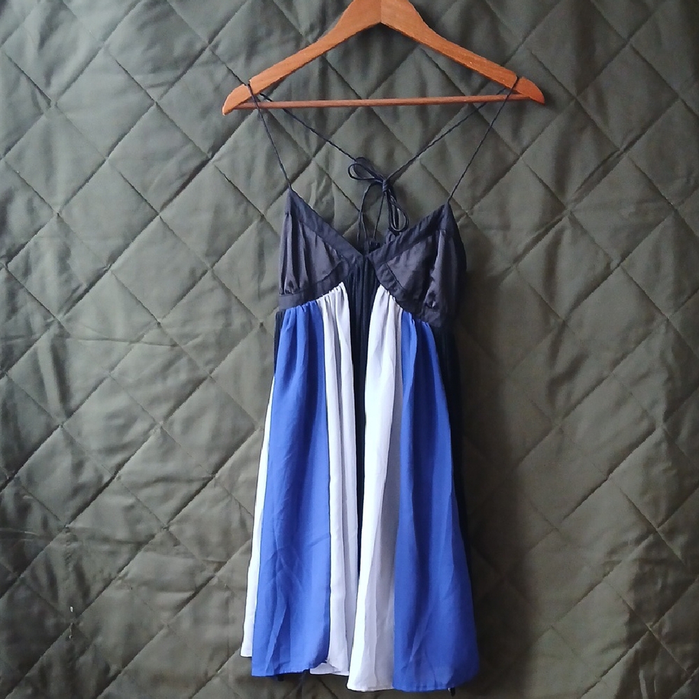 Twelve by Twelve Blue and Black Chemise Dress with Delicate Lace